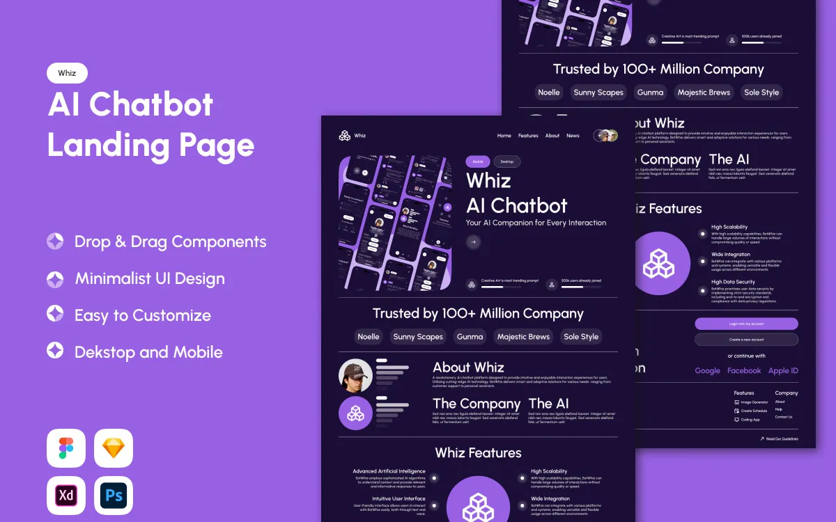Whiz brand asset featured on templatemonster.com