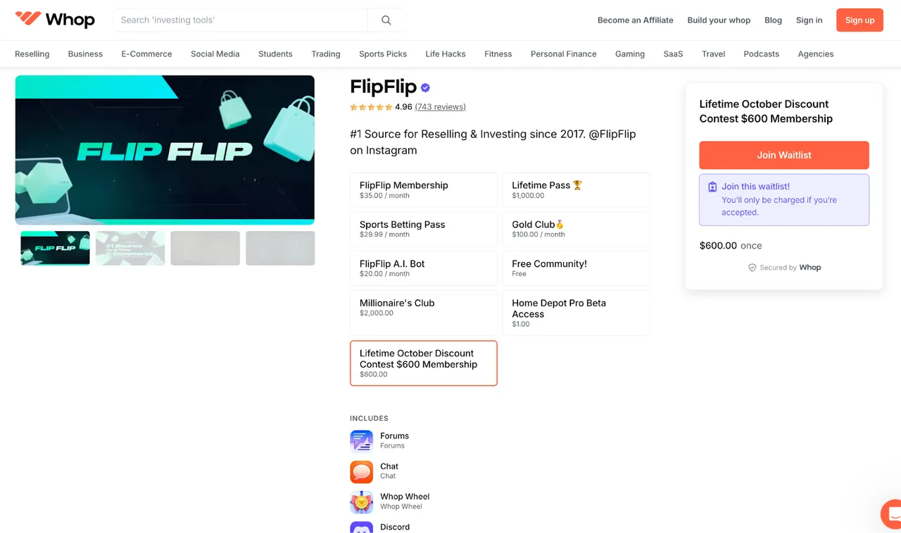 Whop brand asset featured on whop.com