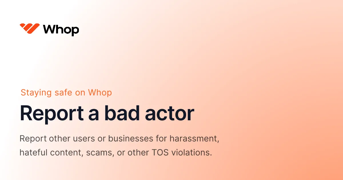 Whop brand asset featured on docs.whop.com