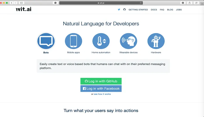 Wit.ai brand asset featured on docs.kony.com
