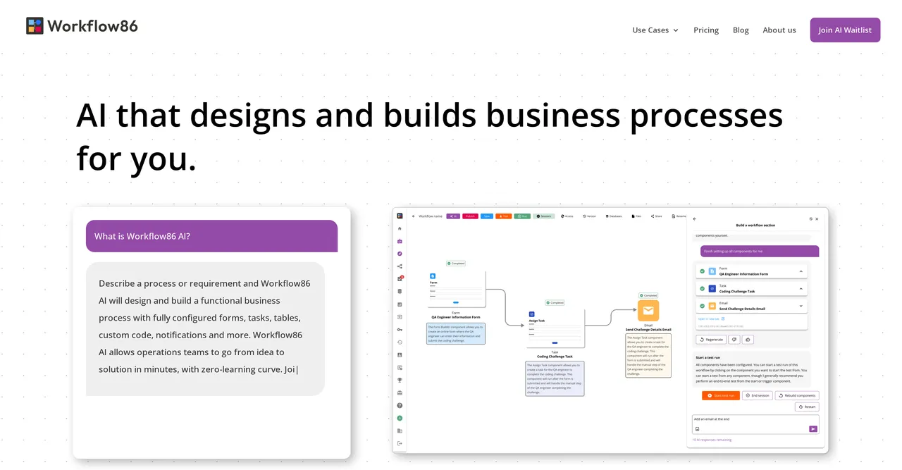 Workflow86 brand asset featured on theresanaiforthat.com
