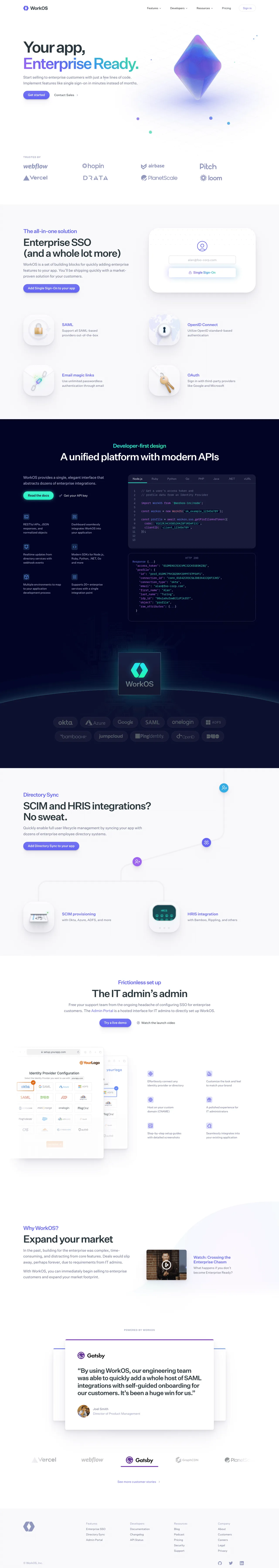 WorkOS brand asset featured on saaslandingpage.com