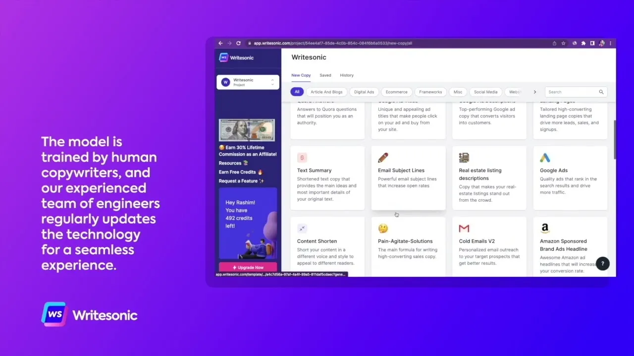 Writesonic brand asset featured on youtube.com
